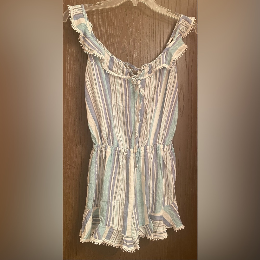 OCEAN DRIVE Women's Romper Blue White Stripe Sleeveless Size S